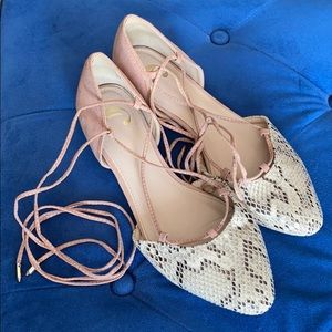 FLASH SALE! Faux Snake skin laceup ballerina flats